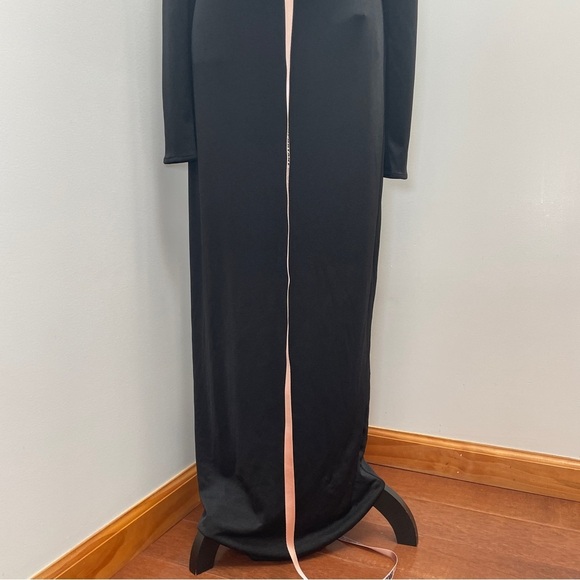 NEW! House of CB- SASKIA Black Draped Maxi Dress Size Large Plunge Neckline - Picture 7 of 15